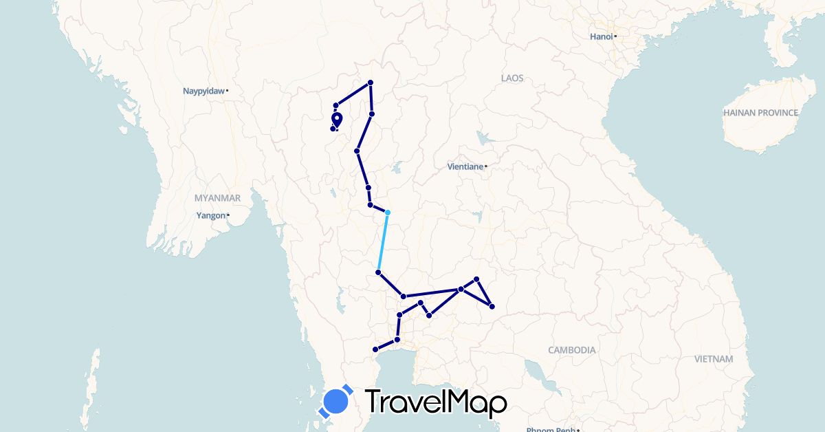 TravelMap itinerary: driving, boat in Thailand (Asia)